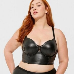 Torrid Pleather XO Plunge Push Up Straight Back Bra in 42DD